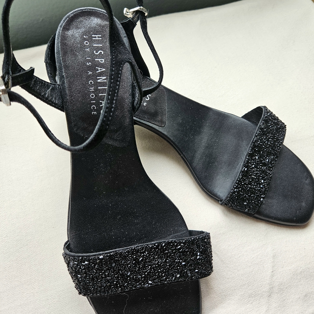Hispanitas Black Beaded Women's Sandals